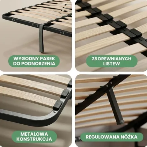 Stelaż do Łóżka 140x200 cm Podnoszony Metalowy Wkład pod Materac 28 listew