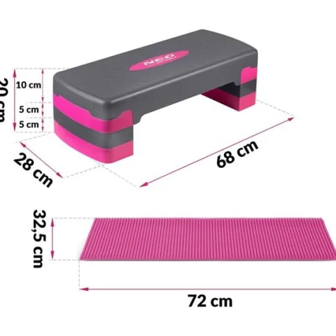 Step do ćwiczeń 3 stopnie NS-400 różowy