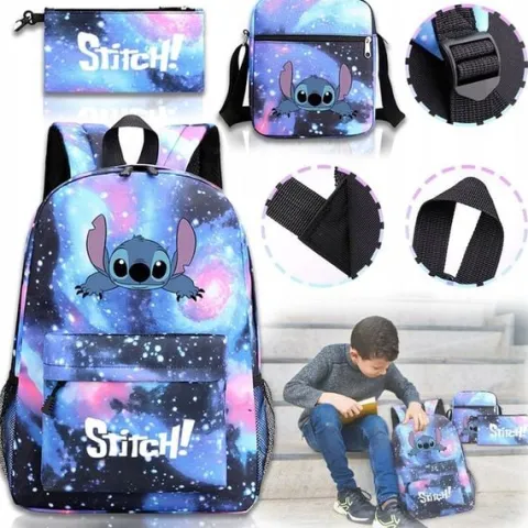 STICH PLECAK SZKOLNY ZESTAW PIÓRNIK TORBA 3W1 Lilo i Stitch, Wielokolorowy