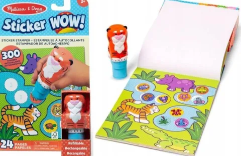 Sticker WOW Stempelki z naklejkami tygrys zestaw 300 szt naklejek książka