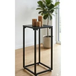 Stojak Metalowy Kwietnik na Kwiaty Dekoracje do Salonu Czarny 60 cm Loft