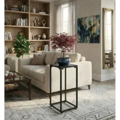Stojak Metalowy Kwietnik na Kwiaty Dekoracje do Salonu Czarny 60 cm Loft