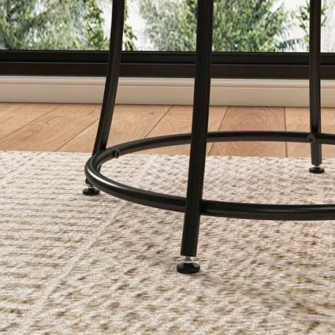 Stolik kawowy ława okrągły z półką brąz loft 55 cm