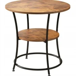 Stolik kawowy ława okrągły z półką brąz loft 55 cm