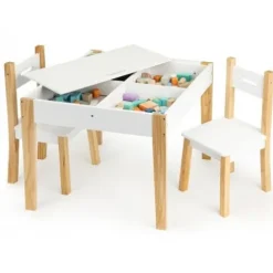 STOLIK Z KRZESŁAMI ECOTOYS ZDEJMOWANY BLAT NOGI SOSNOWE