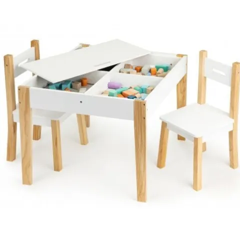 STOLIK Z KRZESŁAMI ECOTOYS ZDEJMOWANY BLAT NOGI SOSNOWE