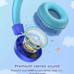SŁUCHAWKI DLA DZIECI NEW BEE KH22B BEZPRZEWODOWE SKŁADANE LED BLUETOOTH 32h