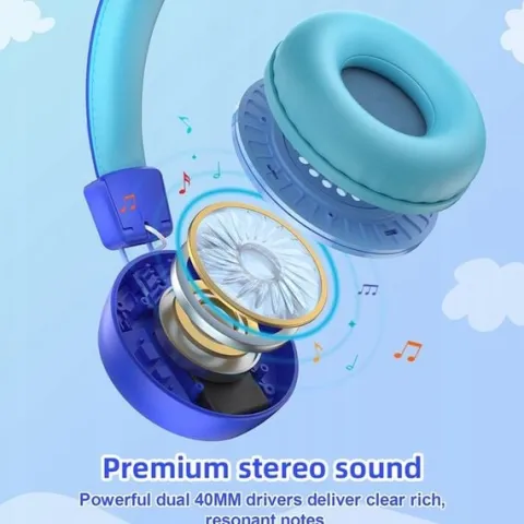 SŁUCHAWKI DLA DZIECI NEW BEE KH22B BEZPRZEWODOWE SKŁADANE LED BLUETOOTH 32h