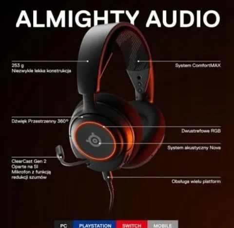 Słuchawki nauszne SteelSeries Arctis Nova 3 czarne