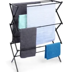 Suszarka na pranie metalowa czarna pionowa rozsuwana 44,5-75x37,5x105 cm