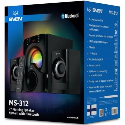 SVEN MS-312 głośniki komputerowe 2.1 BLUETOOTH, USB, FM, WYŚWIETLACZ, PILOT