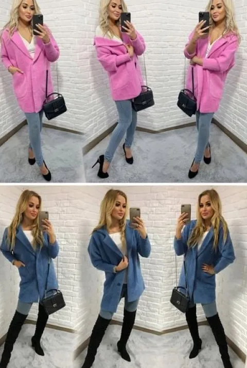 Sweter ALPAKI kurtka WEŁNA MODNE KOLORY oversize