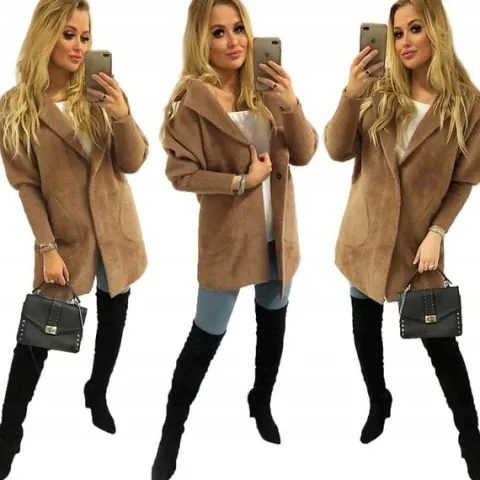 Sweter ALPAKI kurtka WEŁNA MODNE KOLORY oversize