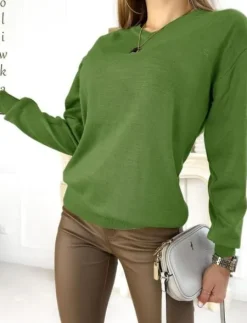 SWETER DAMSKI klasyczny dekolt V kolory