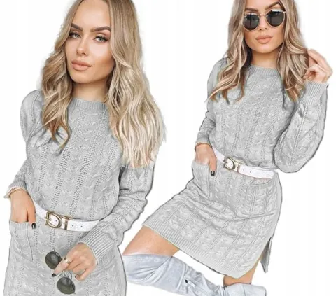 SWETERKOWA dzianinowa SUKIENKA damska modna stylowa kolory