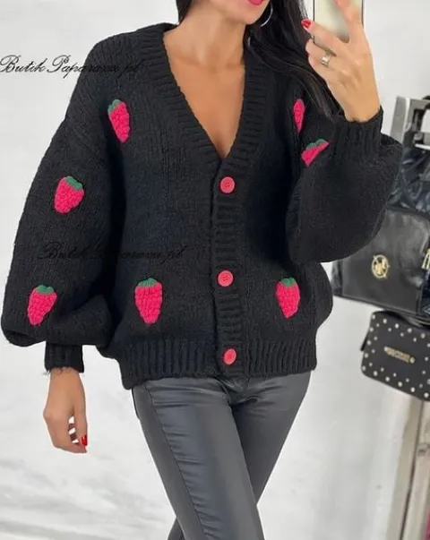 SWETER ROZPINANY OWOCE 3D BEŻ BESTSELLER