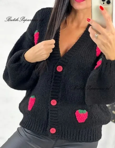 SWETER ROZPINANY OWOCE 3D BEŻ BESTSELLER