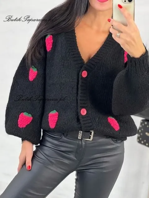 SWETER ROZPINANY OWOCE 3D BEŻ BESTSELLER