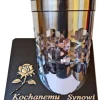 SYN SYNOWI ZNICZ LAMPION SOLARNY SOLAR FOTOWOLTAICZNY TUBA RÓŻA SREBRO