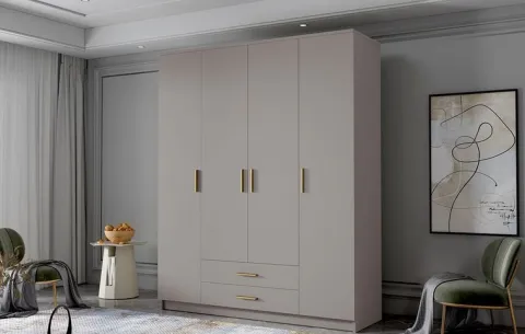 Szafa ADA I 160 cm - pojemna garderoba - KASZMIR+ZŁOTY
