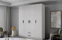 Szafa ADA I 160 cm - pojemna garderoba - BIAŁY+CZARNY