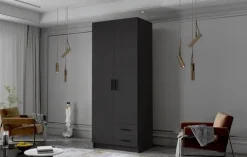 Szafa ADA I 80 cm - pojemna garderoba - CZARNY+CZARNY