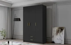 Szafa ADA I 120 cm - pojemna garderoba - CZARNY+ZŁOTY