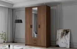 Szafa ADA II 120 cm - pojemna garderoba z lustrem - ORZECH WARMIA+CZARNY