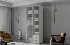 Szafa ADA II 80 cm - pojemna garderoba z lustrem - CZARNY+CZARNY