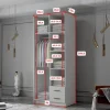 Szafa ADA II 80 cm - pojemna garderoba z lustrem - BIAŁY+ZŁOTY