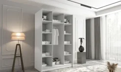 Szafa CALIA I 150 cm-pojemna garderoba-BIAŁY+CZARNY