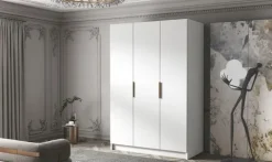 Szafa CALPE I 150 cm-pojemna garderoba-BIAŁY+ZŁOTY