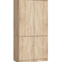Szafa do sypialni 90 cm 4 drzwi 4 półki - dąb sonoma
