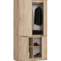 Szafa do sypialni 90 cm 4 drzwi 4 półki - dąb sonoma