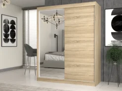 Szafa IGA 160 A/B SONOMA 1 x Lustro Do Sypialni Przedpokoju