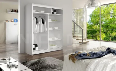 Szafa przesuwna Westa II z lustrem 150cm - pojemna garderoba - CHOCO