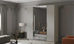 Szafa SALVADOR II 200 cm z lustrem-pojemna garderoba-KASZMIR+ZŁOTY