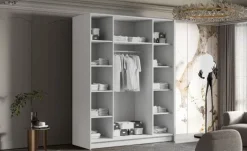 Szafa SANA 200 cm-pojemna garderoba-KASZMIR+ZŁOTY