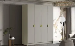 Szafa SANA 200 cm-pojemna garderoba-KASZMIR+ZŁOTY