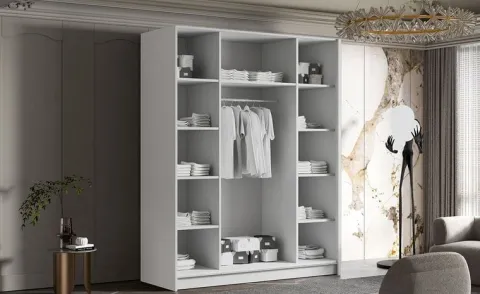 Szafa SANA 200 cm-pojemna garderoba-CZARNY+CZARNY