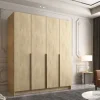 Szafa SANTI I 200 cm-pojemna garderoba-CREMONA+ZŁOTY