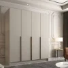 Szafa SANTI I 200 cm-pojemna garderoba-KASZMIR+ZŁOTY