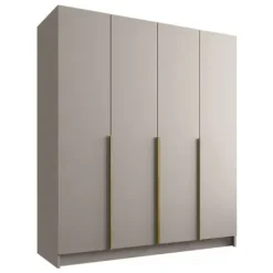 Szafa SANTI I 200 cm-pojemna garderoba-KASZMIR+ZŁOTY