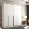 Szafa SANTI I 200 cm-pojemna garderoba-BIAŁY+ZŁOTY