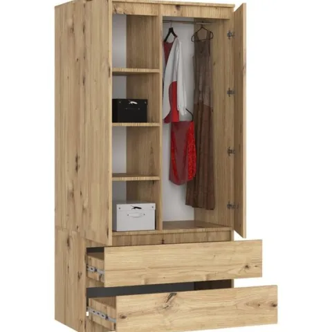 Szafa S 90 cm 2 drzwi 2 szuflady - dąb artisan