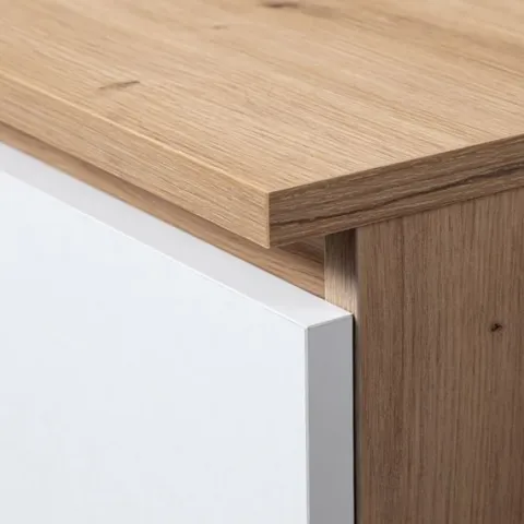 Szafa S 90 cm 2 drzwi 2 szuflady - dąb artisan-biała