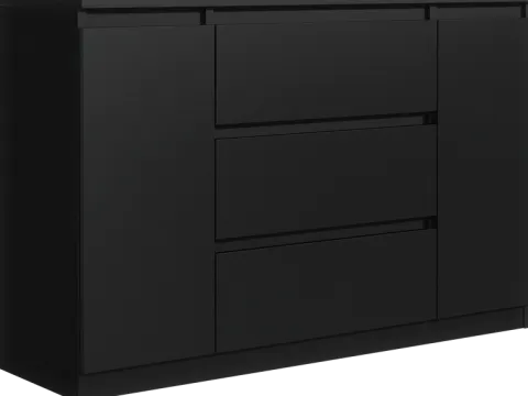 SZAFKA KOMODA 2D3S 120CM CZARNA SZUFLADY DRZWI
