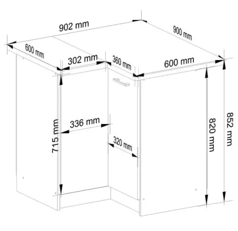 SZAFKA KUCHENNA OLIWIA S 90/90cm + BLAT BIAŁA / BETON