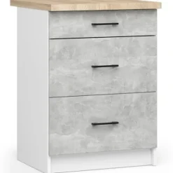 SZAFKA KUCHENNA OLIWIA S 60cm 3S BIAŁA-BETON