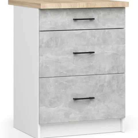SZAFKA KUCHENNA OLIWIA S 60cm 3S BIAŁA-BETON